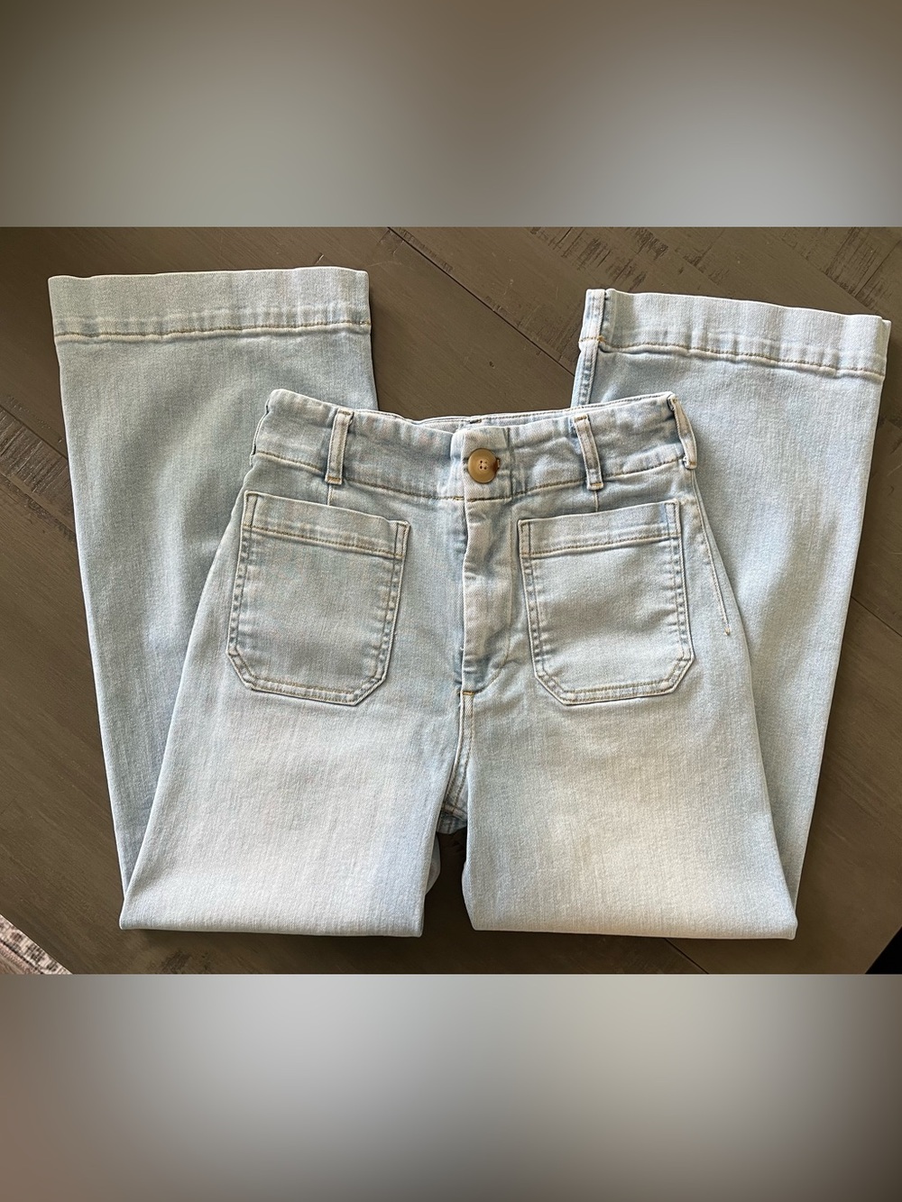 Anthropologie Maeve Colette High-Rise Wide-Leg Cropped Jeans SZ 27 Light Wash - Picture 10 of 13